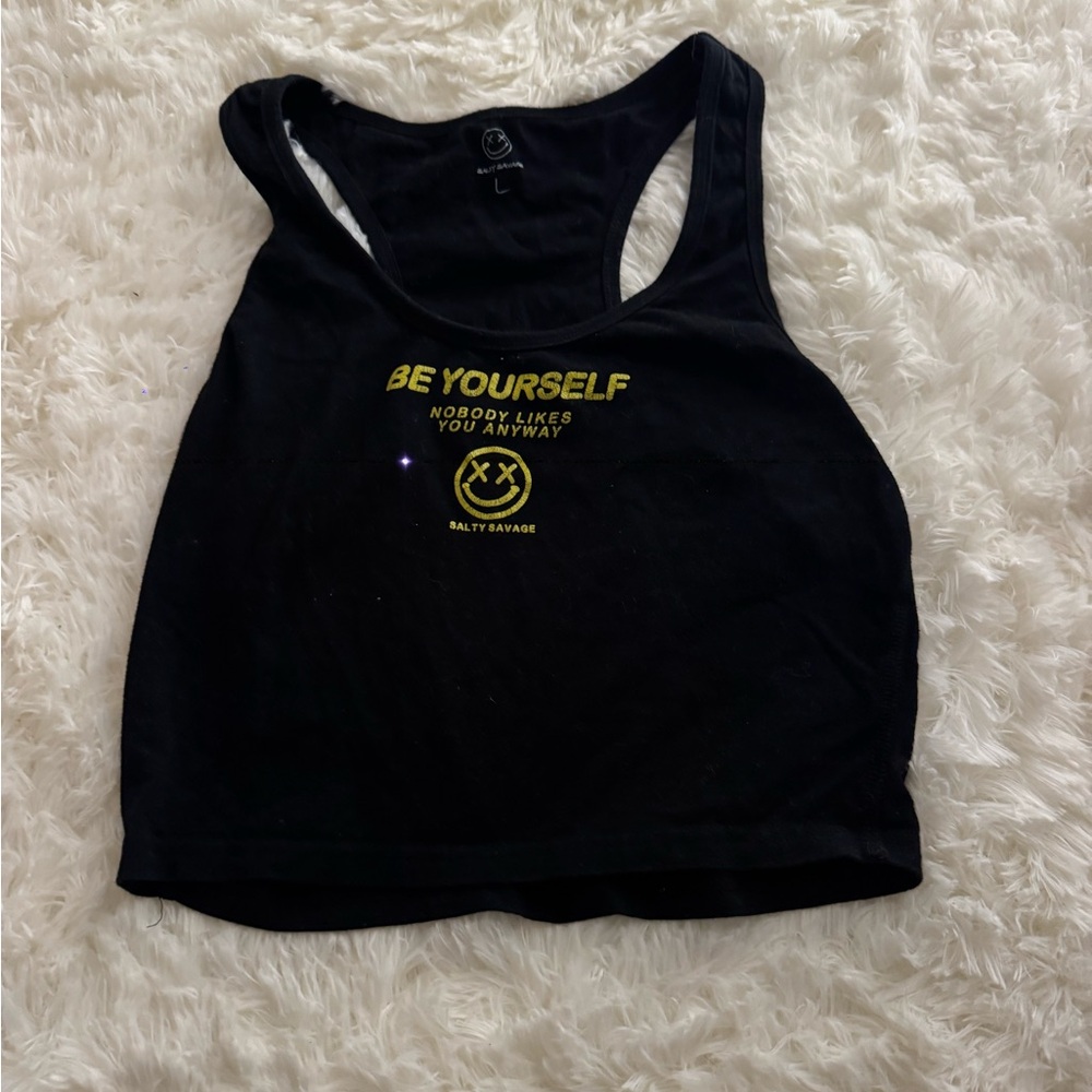 Black Graphic Tank Top